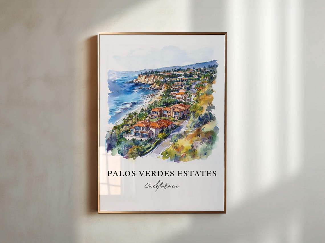 Palos Verdes Estates California Coastal Cliffs Watercolor Poster - Image 5