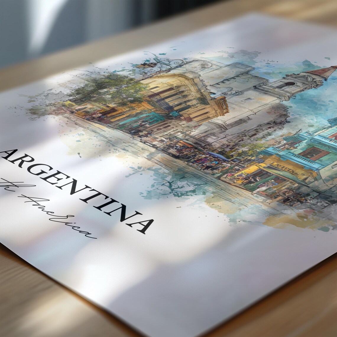 Argentina Watercolor Buenos Aires Street Scene Travel Poster - Image 6