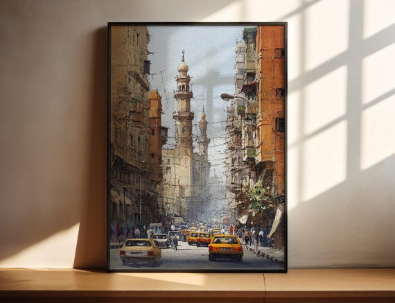 Cairo Egypt Watercolor Art Travel Print Artwork Decor Wall