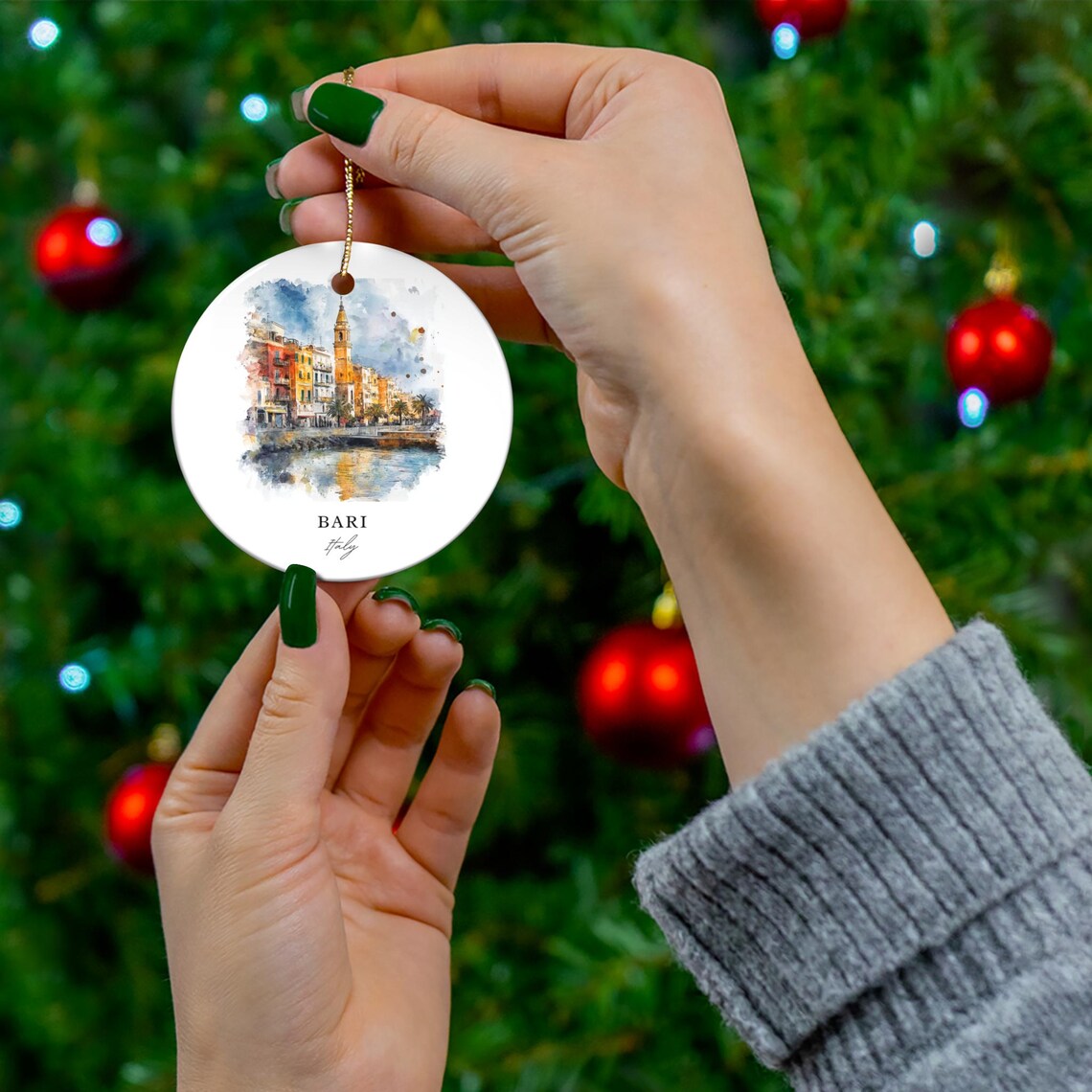 Bari Italy Christmas Ornament Travel Poster - Image 4