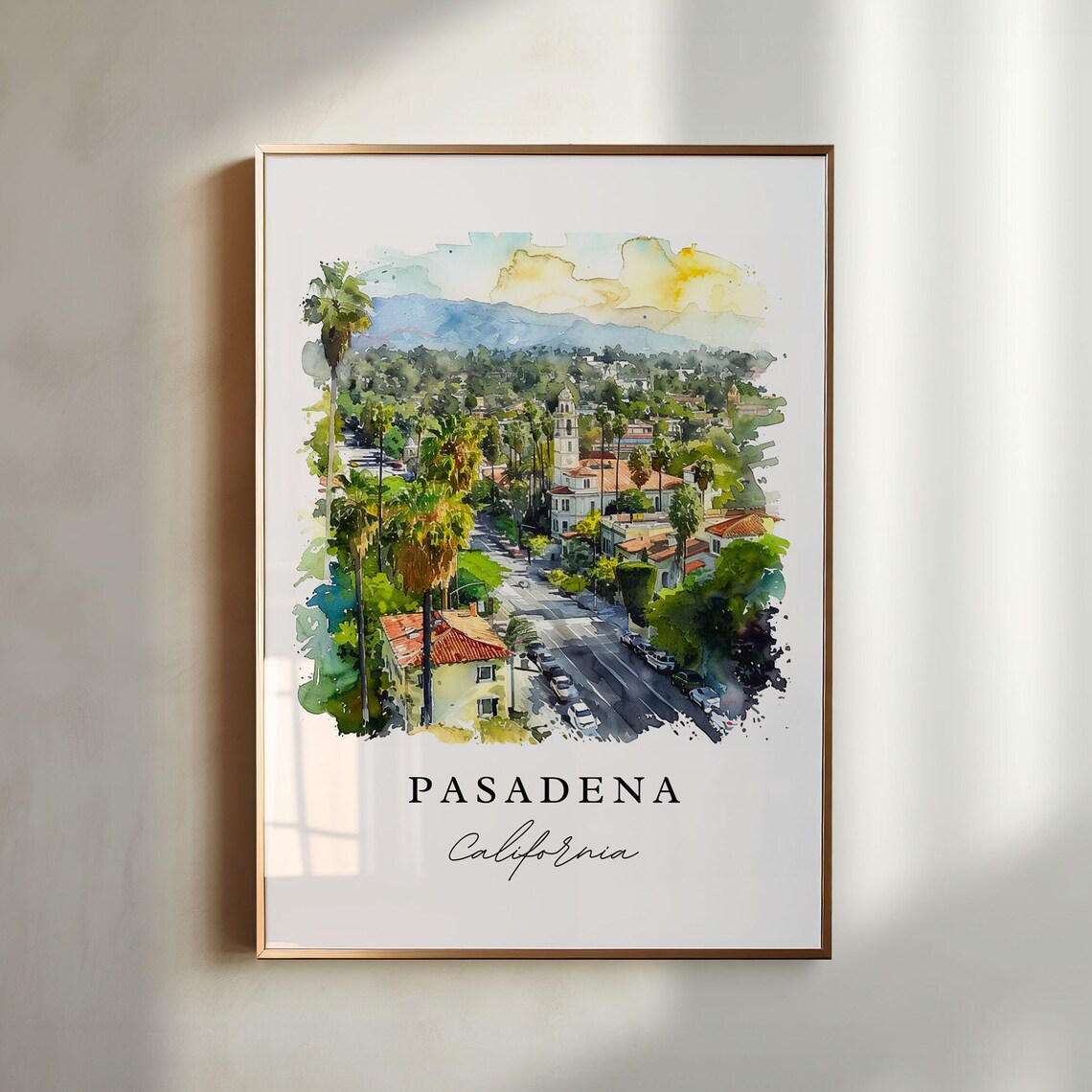 Pasadena Sunset Travel Poster, California Art Print