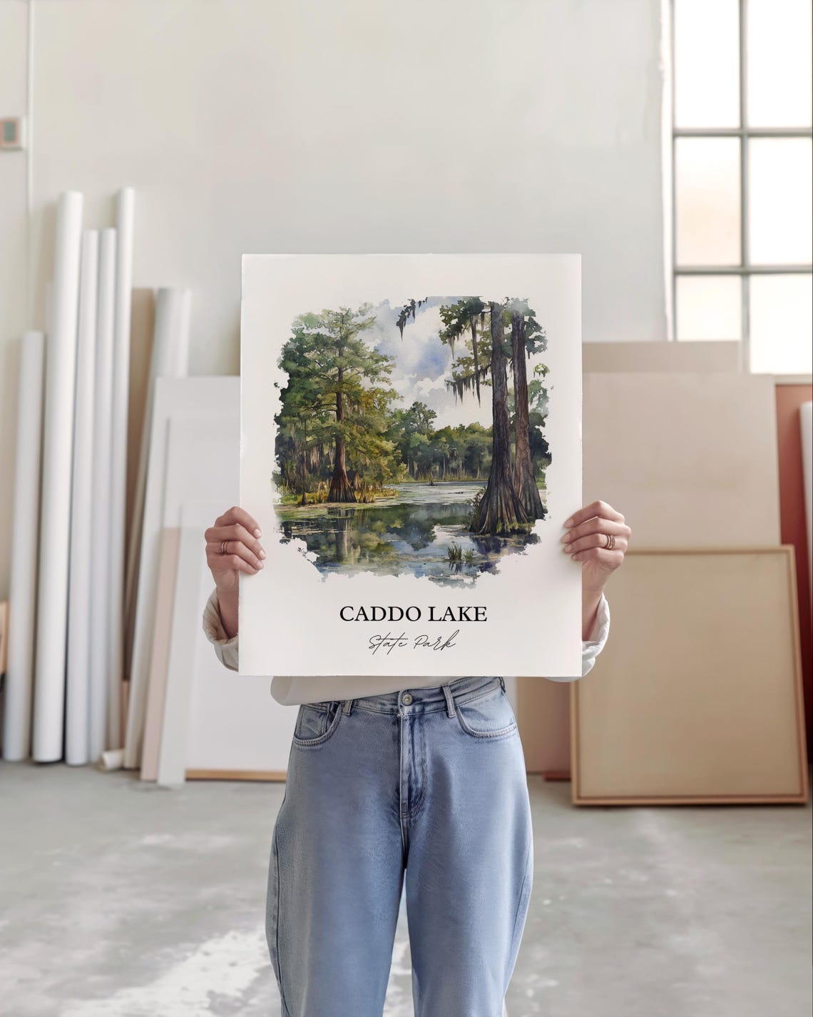 Caddo Lake Texas State Park Cypress Swamp Watercolor Art Poster - Image 5