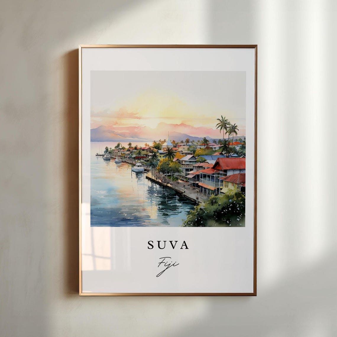 Suva Fiji Personalized Travel Poster, Custom Text