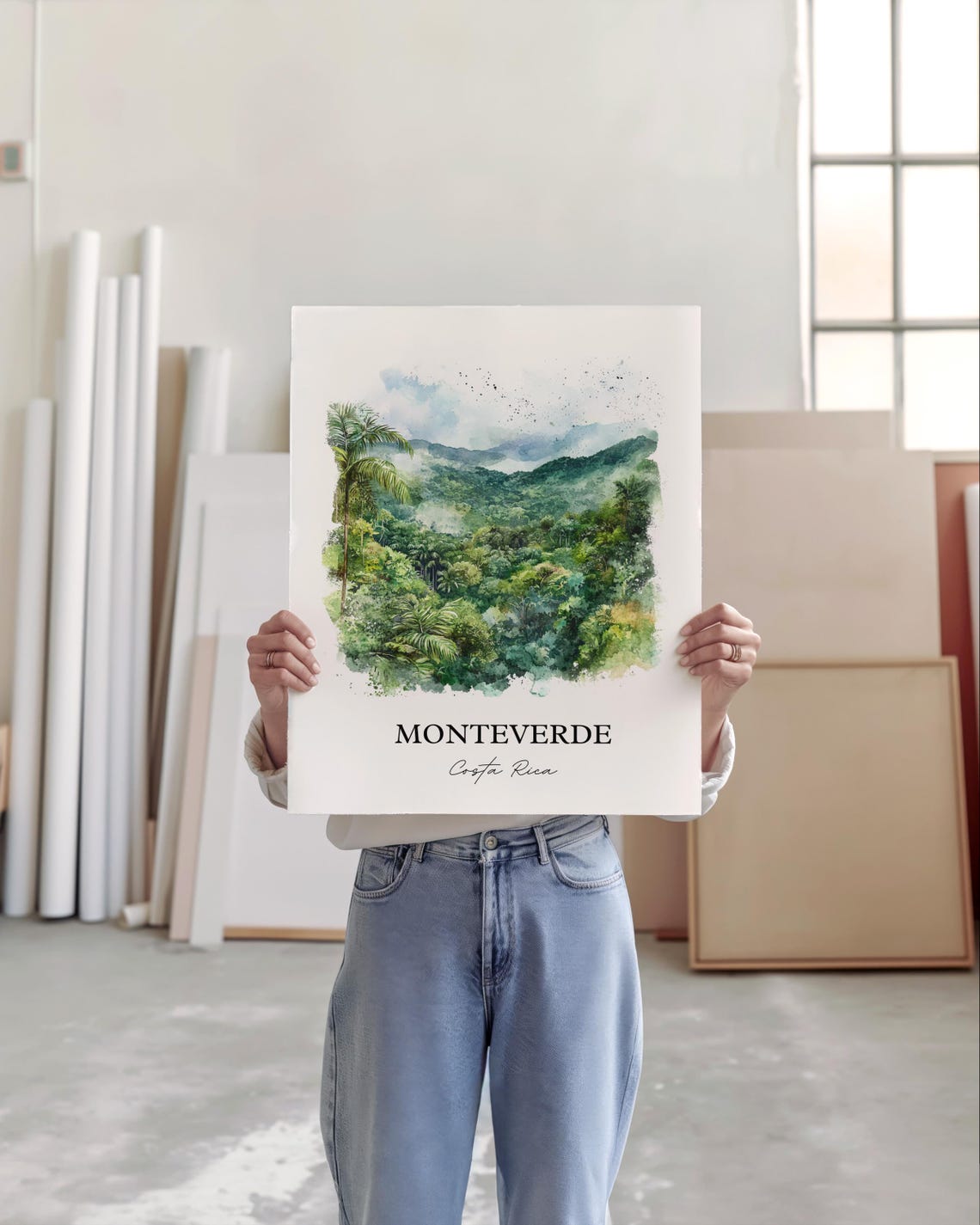 Monteverde Costa Rica Watercolor Cloud Forest Mountains Poster - Image 5