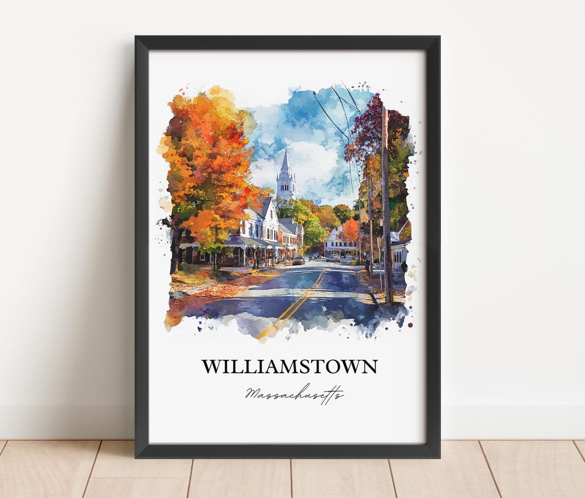 Williamstown Massachusetts Watercolor Autumn Town Scene Poster - Image 6