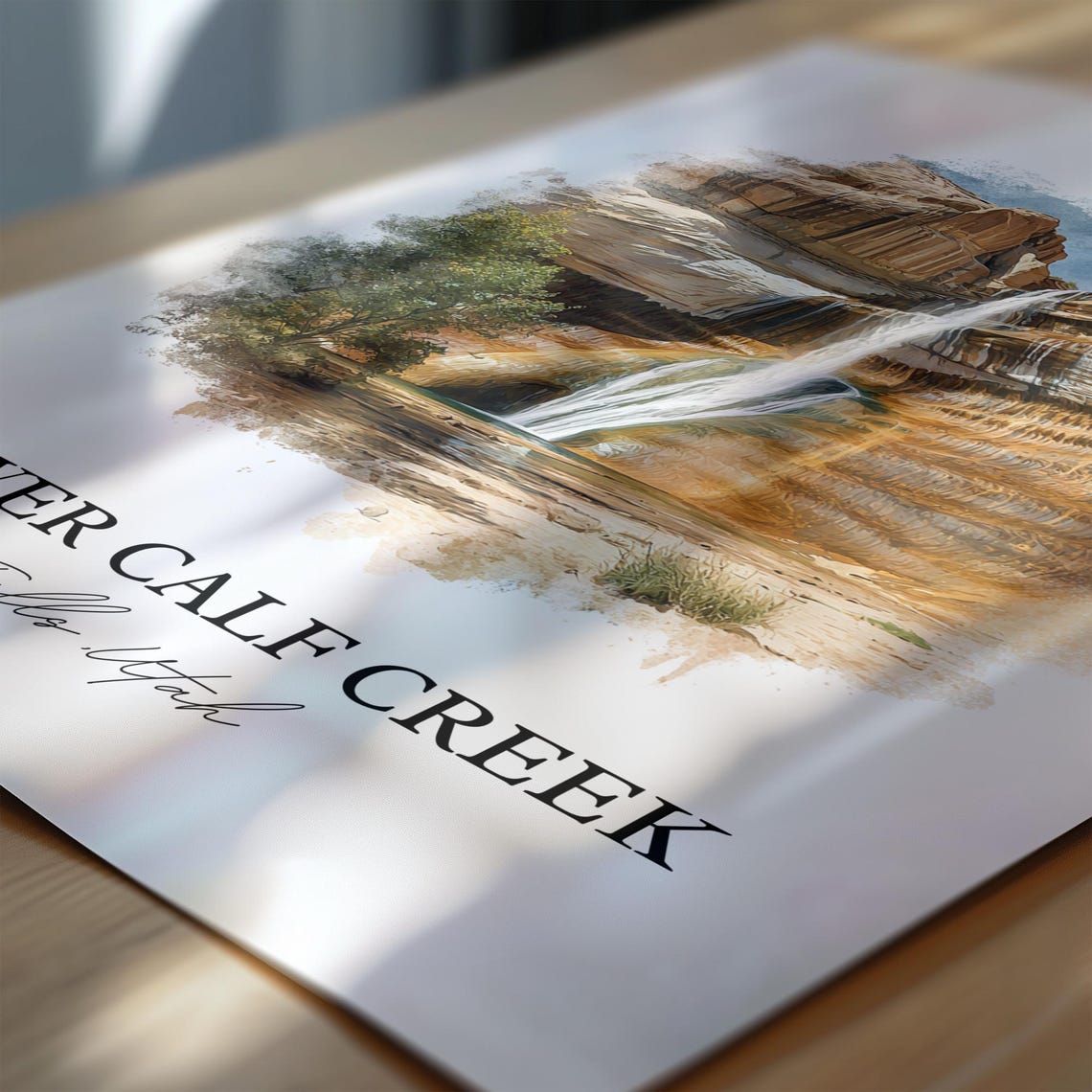 Lower Calf Creek Falls Utah Orange Sandstone Dome Watercolor Poster - Image 6