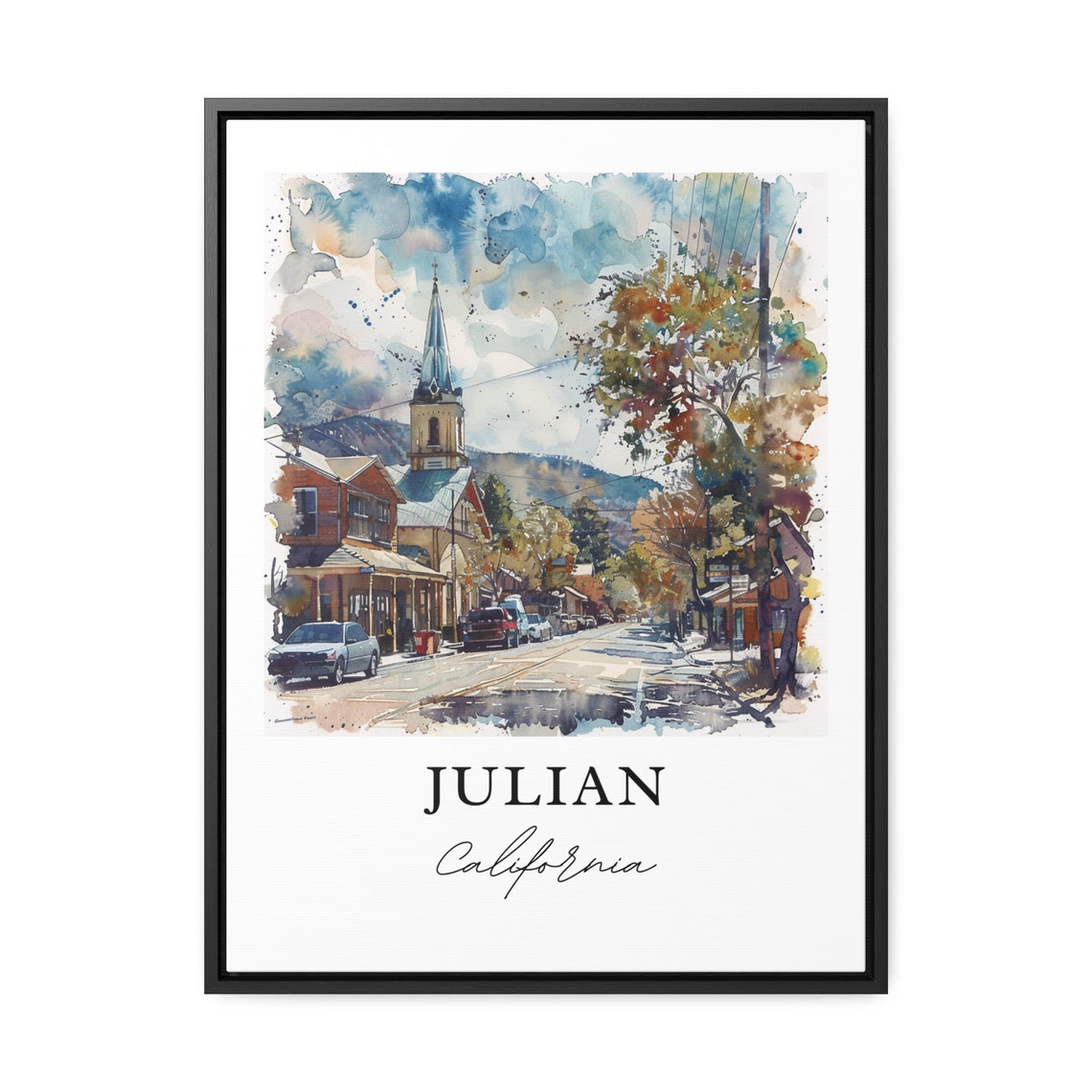 Julian California Watercolor Historic Main Street Church Poster - Image 3