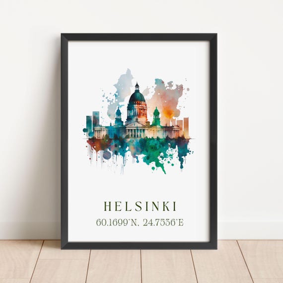 Helsinki Finland Travel Poster, Custom Text Personalized