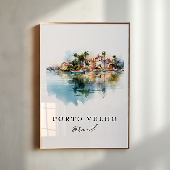 Port Velho Wall Art Brazil Poster Print Wedding Gift Present Custom Text Perfect