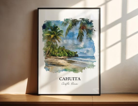Cahuita Wall Art Playa Blanca Print Costa Rica Watercolor Gift Travel Poster Housewarming