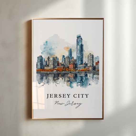 Jersey City Nj Wall Art New Print Wedding Gift Birthday Present Custom Text Perfect