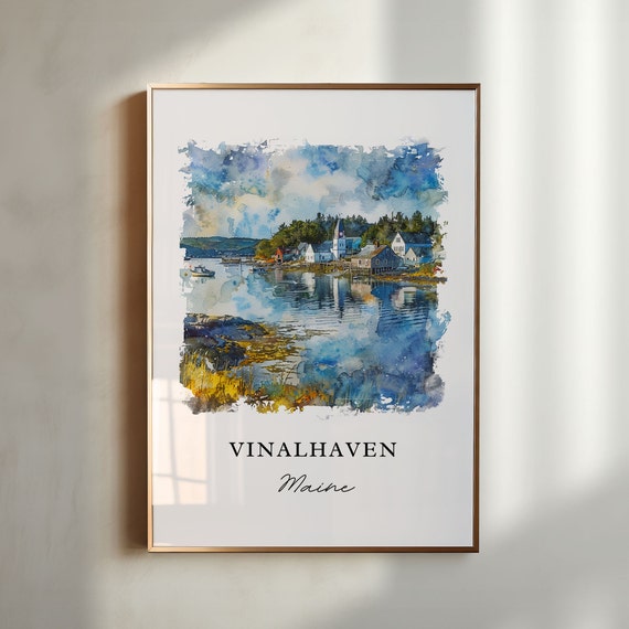 Vinalhaven Me Wall Art Fox Islands Print Vinalhaven Ma Watercolor Vinalhaven Me Gift Travel Print Travel Poster Housewarming Gift
