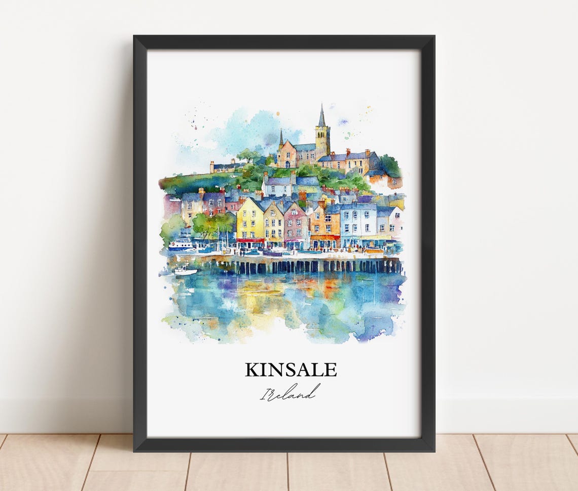 Kinsale Ireland Watercolor Colorful Harbor Town Historic View Poster - Image 2