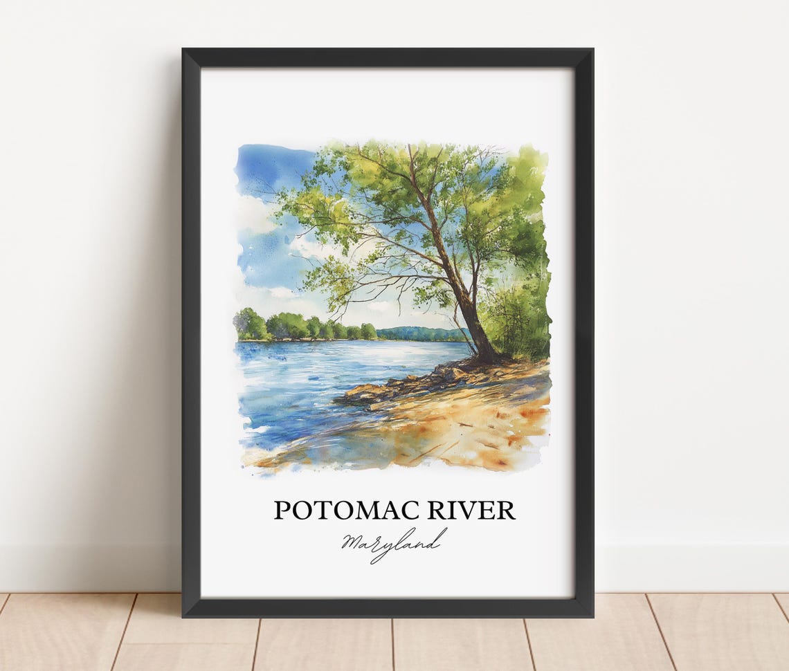 Potomac River Maryland Riverside Tree Watercolor Nature Poster - Image 4