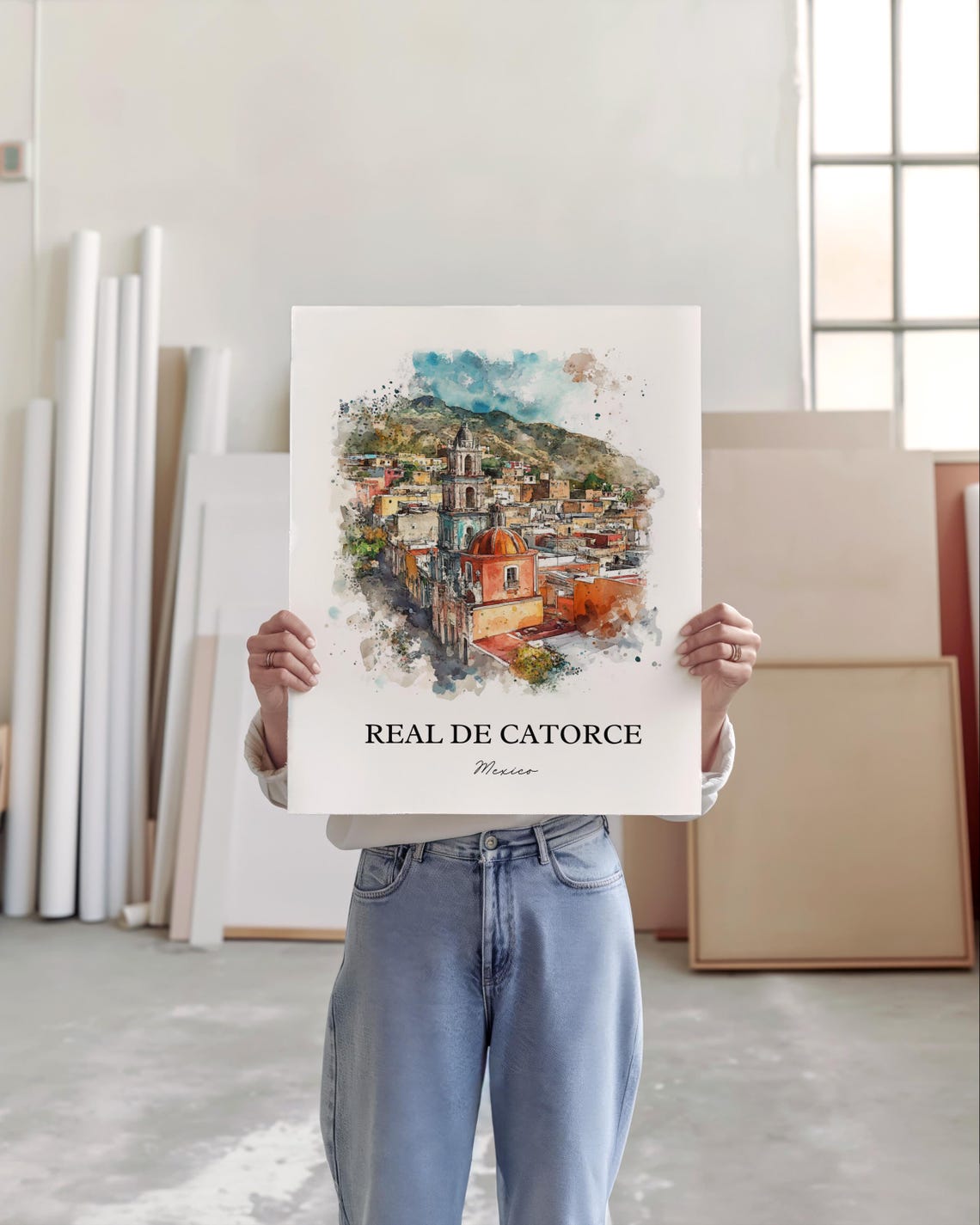 Real De Catorce Wall Art San Luis Potos Print Mexico Watercolor Mx Gift Travel Poster Housewarming - Image 5