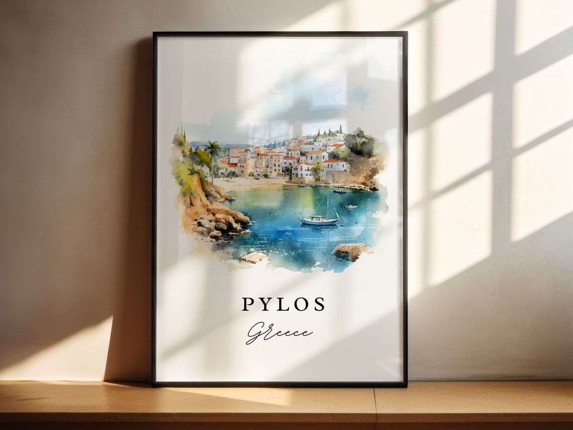 Pylos Greece Watercolor Travel Poster, Housewarming - Image 5