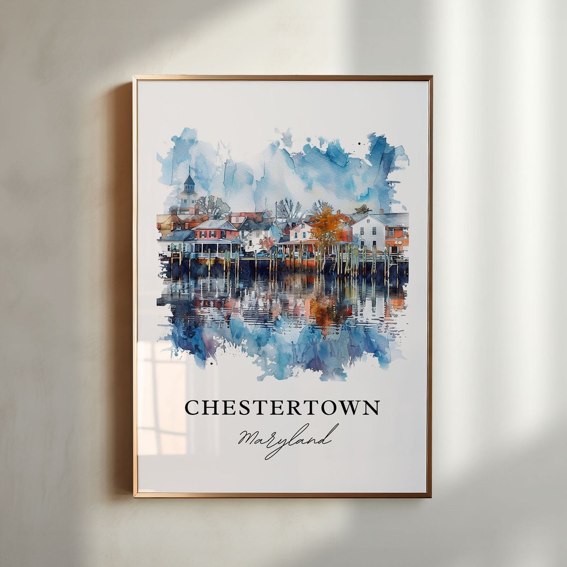 Chestertown Md Art Chestertown Maryland Print Chestertown Watercolor Chestertown Gift Travel Print Travel Poster Housewarming Gift
