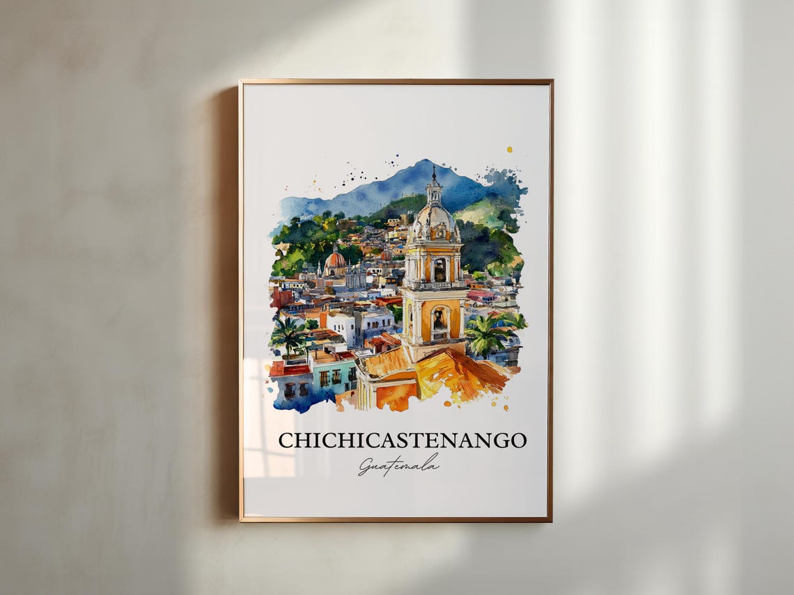Chichicastenango Wall Art Guatemala Print Watercolor Gift Travel Poster Housewarming - Image 2