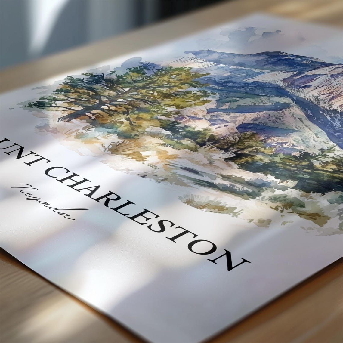 Mount Charleston Nevada Rugged Peak Desert Watercolor Poster - Image 6