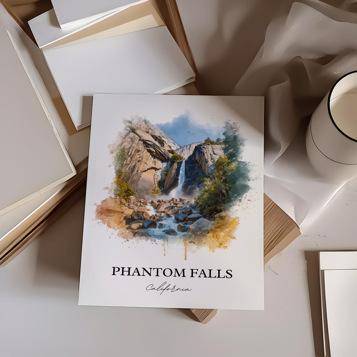 Scenic Phantom Falls Oroville California Granite Waterfall Poster - Image 6