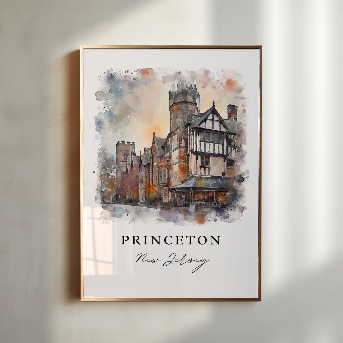 Princeton NJ Art Print, Custom Text Wall Decor
