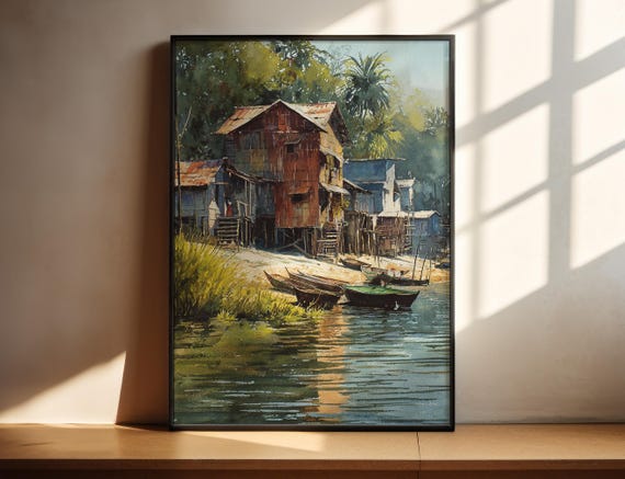 Rurrenabaque Watercolor Art Travel Print Artwork Bolivia Decor Wall
