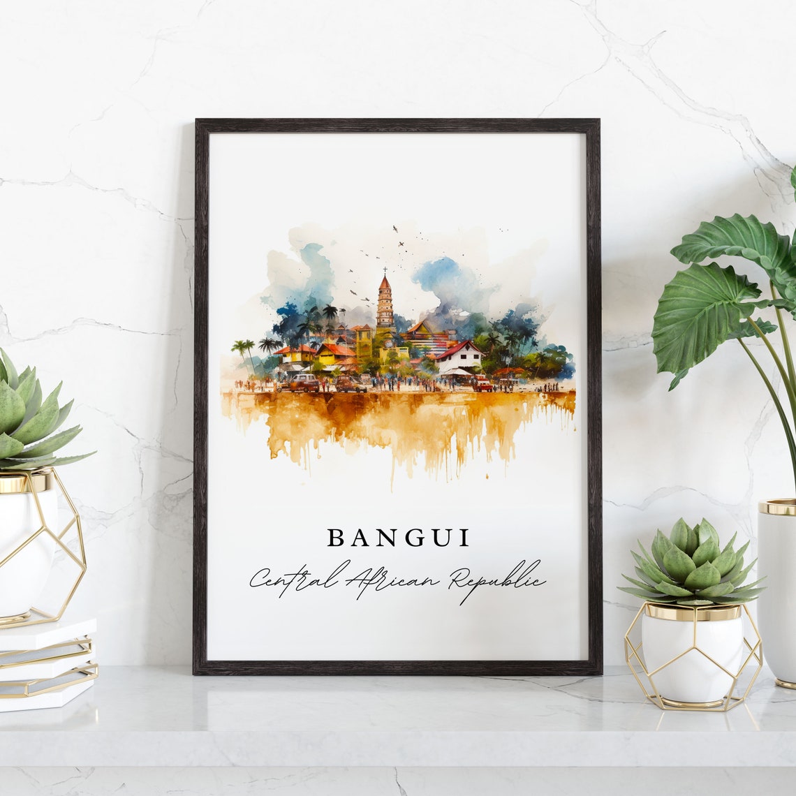 Bangui Wall Art Central African Republic Print Wedding Gift Birthday Present Custom Text Perfect - Image 3