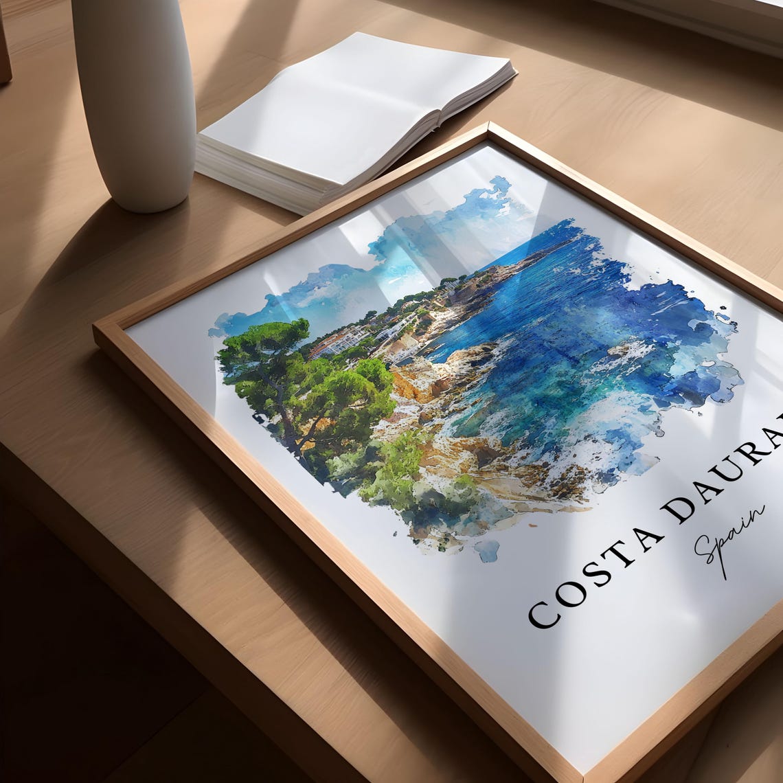 Costa Daurada Spain Catalonia Rocky Coast Watercolor Travel Poster - Image 5