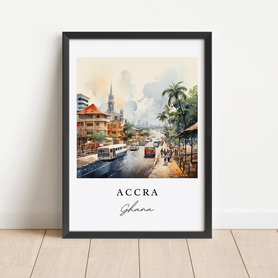 Accra Traditional Travel Art Poster, Ghana
