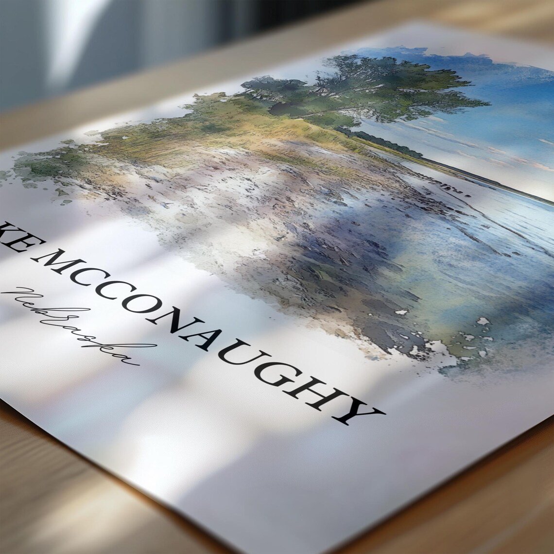 Lake McConaughy Nebraska Lake Shore Watercolor Travel Poster - Image 5