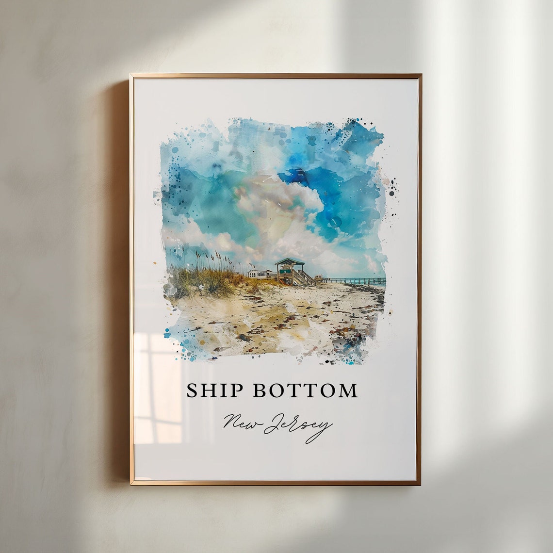 Ship Bottom New Jersey Beach Lifeguard Stand Watercolor Poster