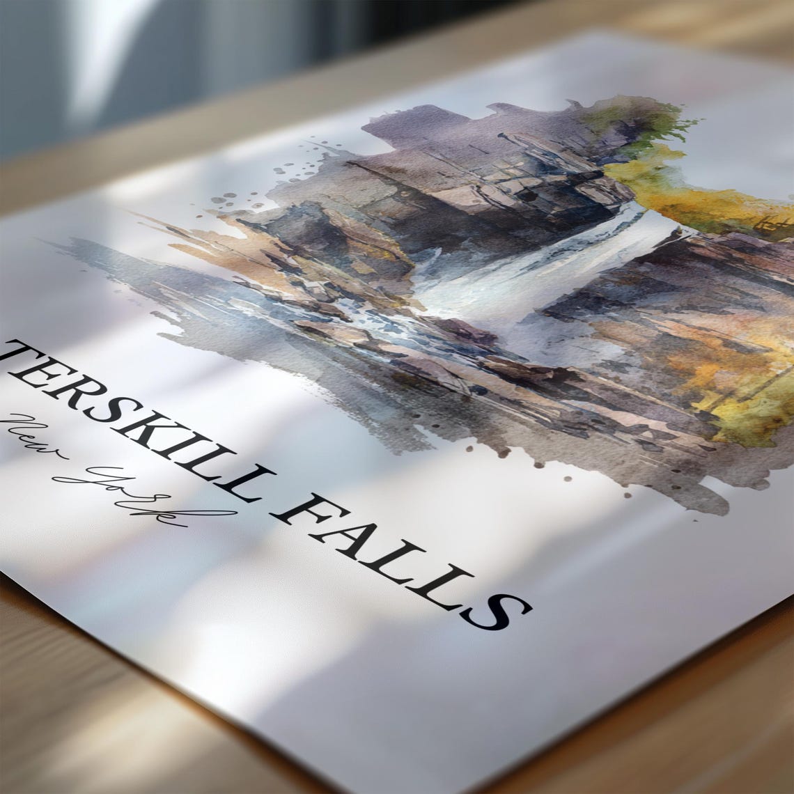 Kaaterskill Falls New York Waterfall Watercolor Nature Poster - Image 6