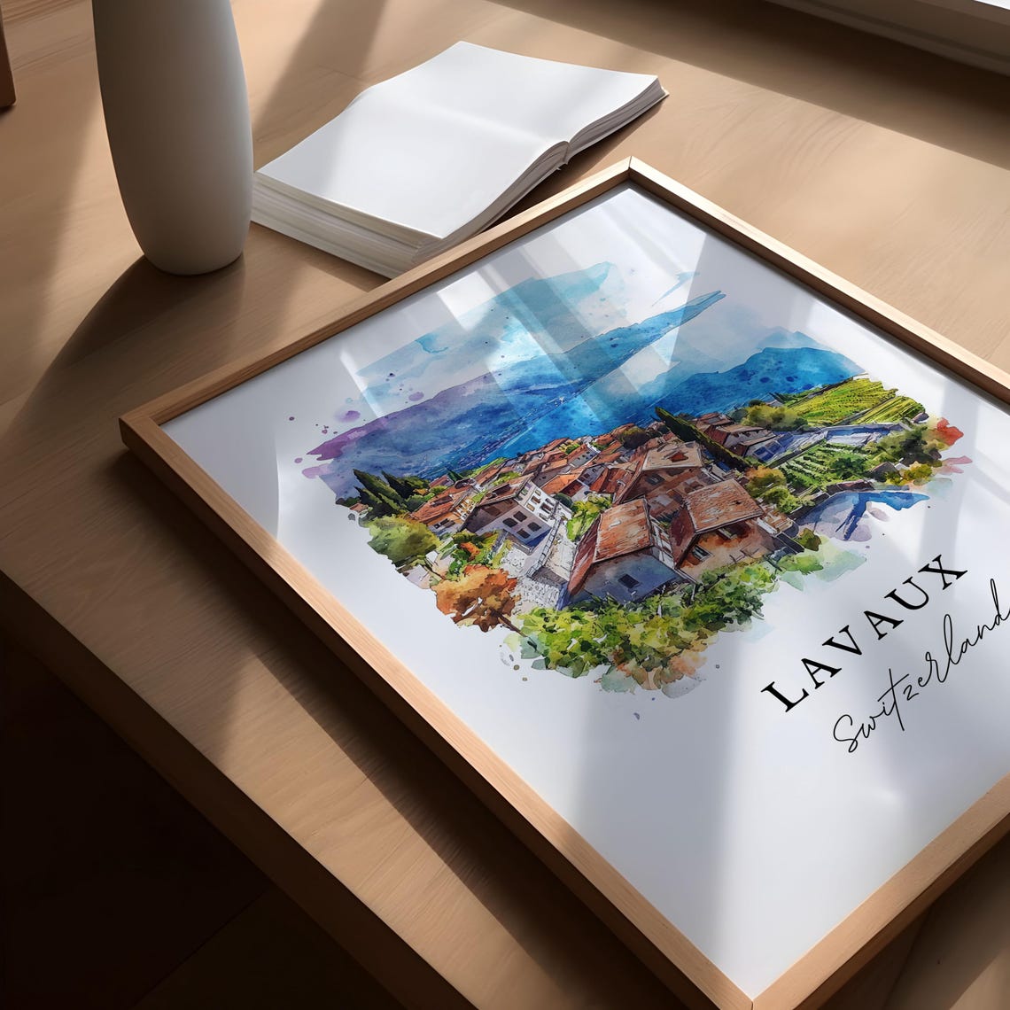 Lavaux Switzerland Watercolor Travel Poster, Region - Image 5
