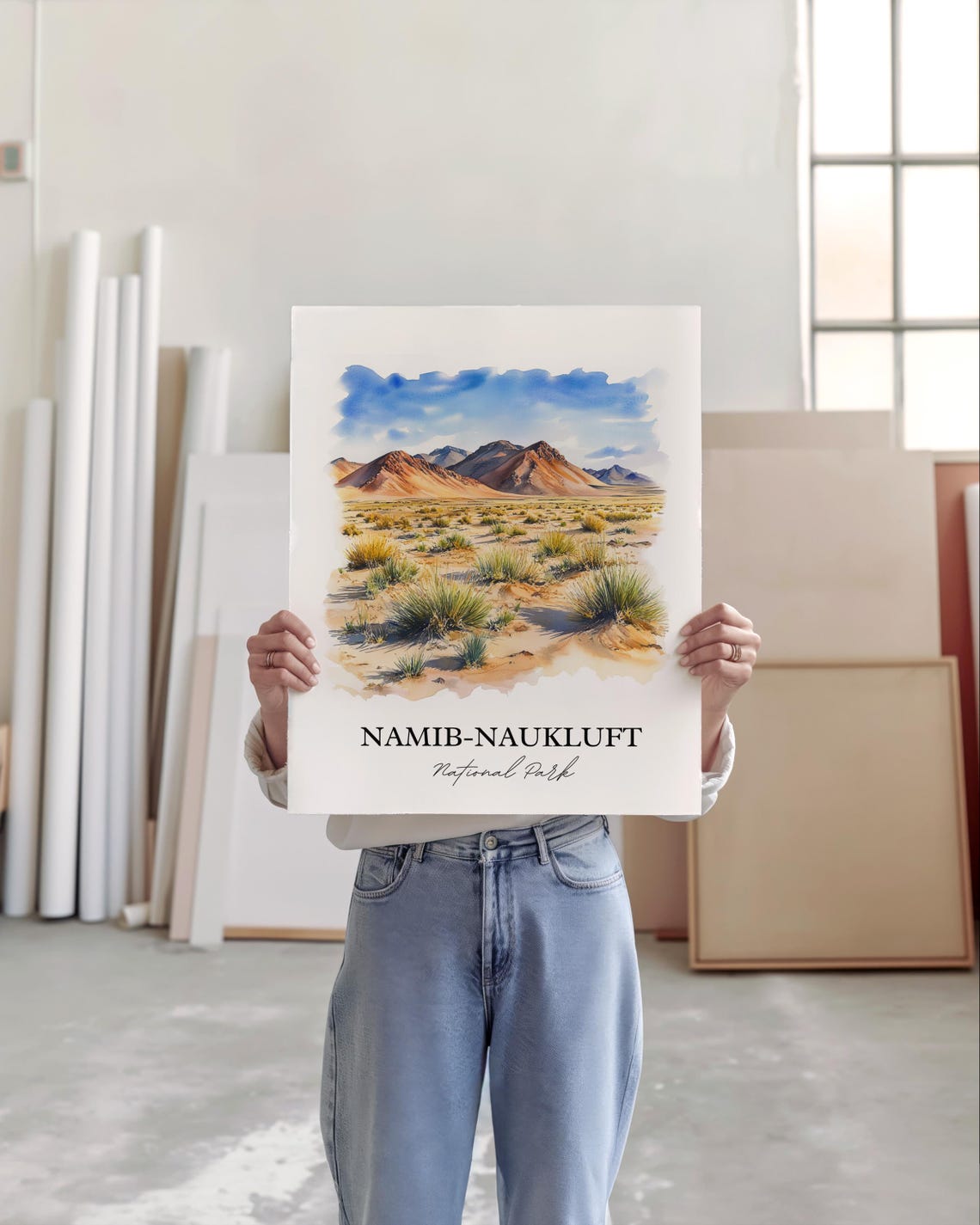 Namib Naukluft National Park Desert Mountains Watercolor Poster - Image 5
