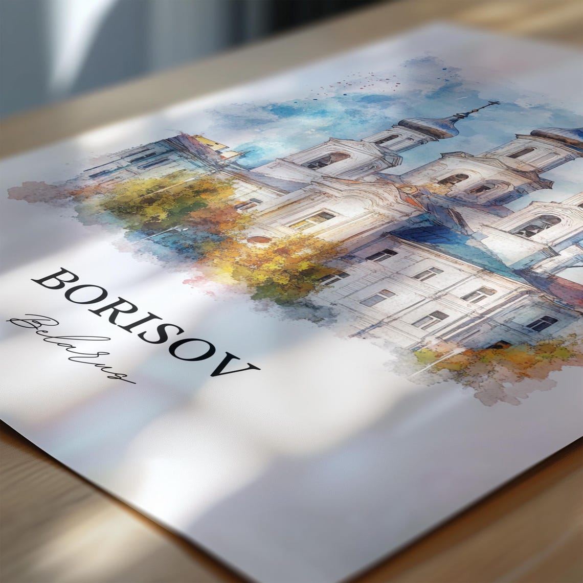 Borisov Belarus Onion Domed Church Golden Glow Watercolor Poster - Image 6