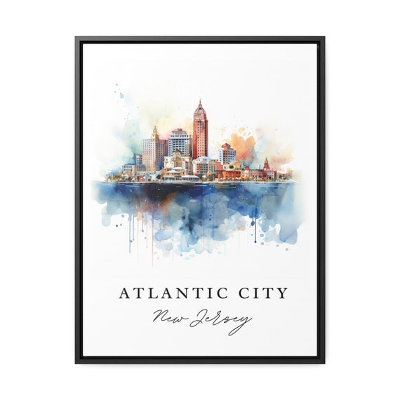 Atlantic City Nj Wall Art New Jersey Poster Print Wedding Gift Birthday Present Custom Text Perfect