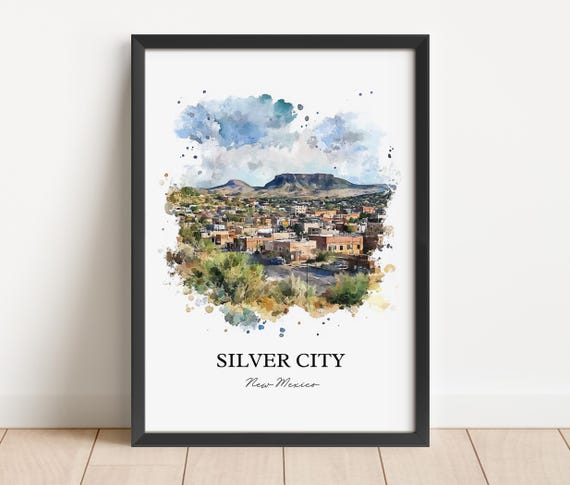 Silver City Nm Wall Art Grant County Print New Mexico Watercolor Gift Travel Poster Housewarming