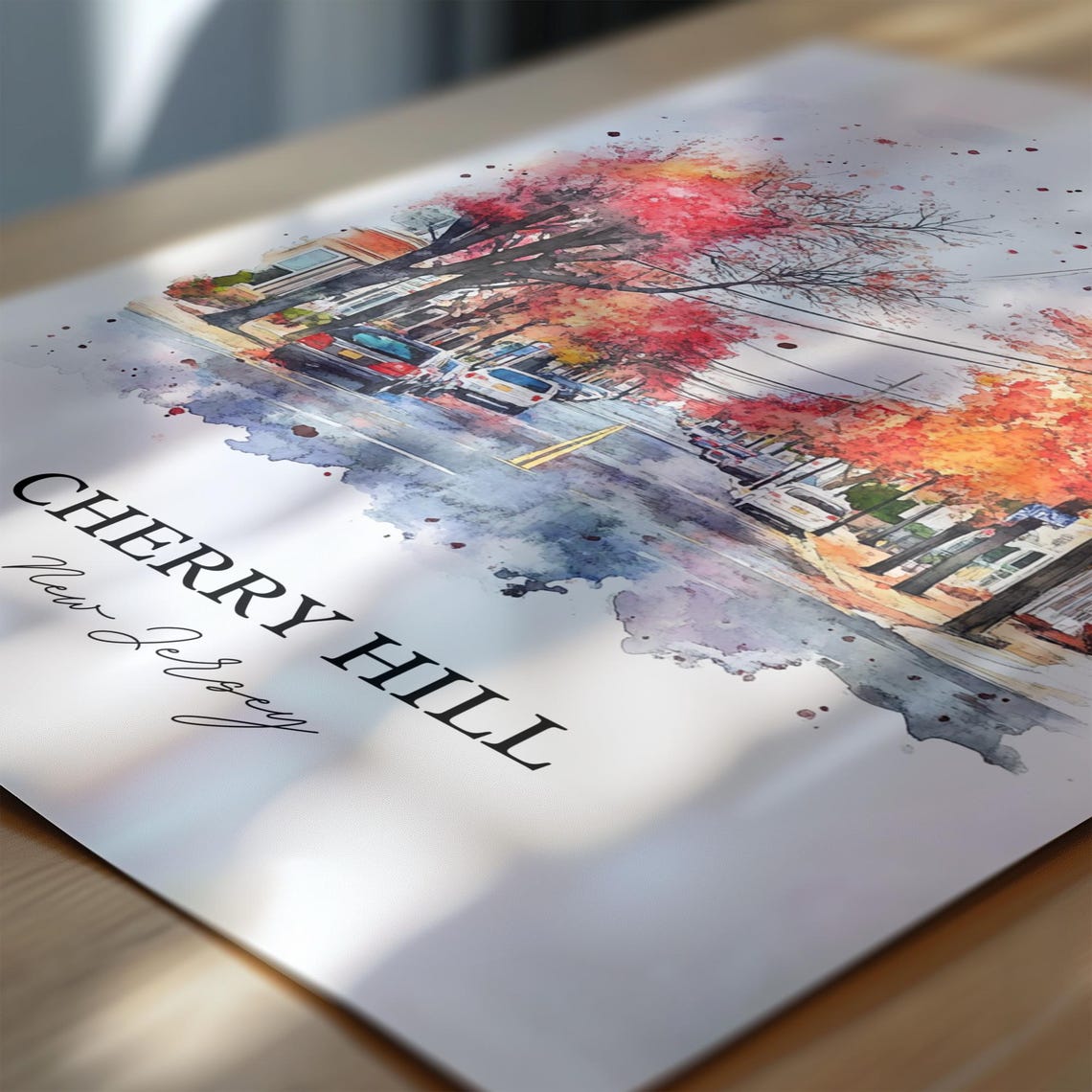 Cherry Hill Nj Wall Art South Jersey Print Watercolor Gift Travel Poster Housewarming - Image 6