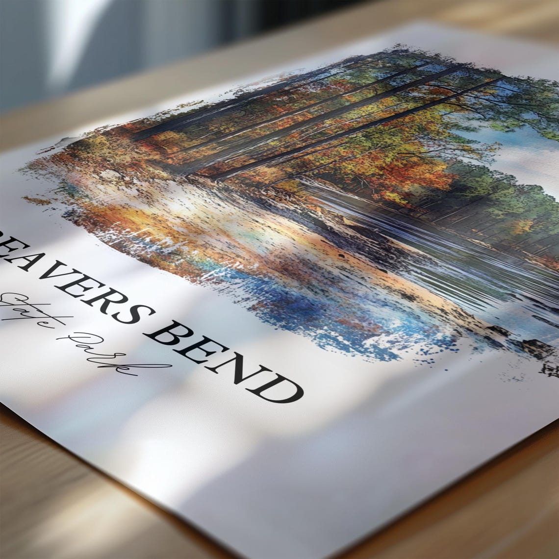 Beavers Bend State Park Fall Forest River Watercolor Nature Poster - Image 6