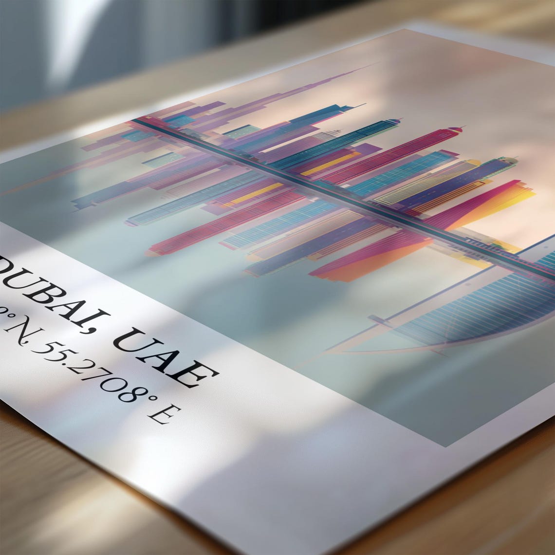 Dubai UAE Skyline Water Reflection Modern Towers Minimalist Poster - Image 6