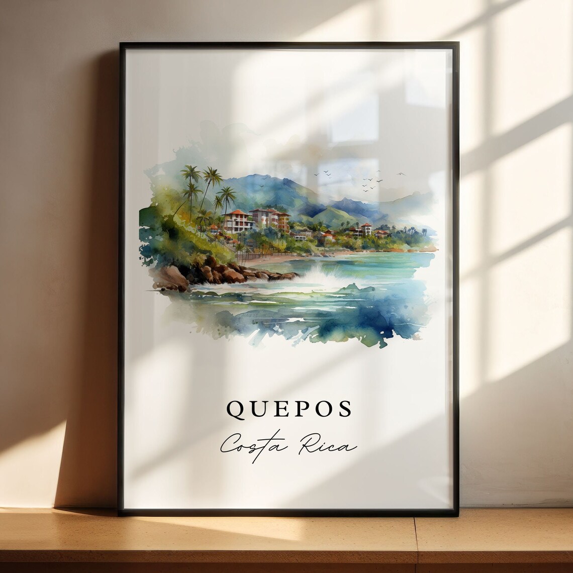 Quepos Costa Rica Palm Beach Resort Watercolor Travel Gift Poster - Image 4