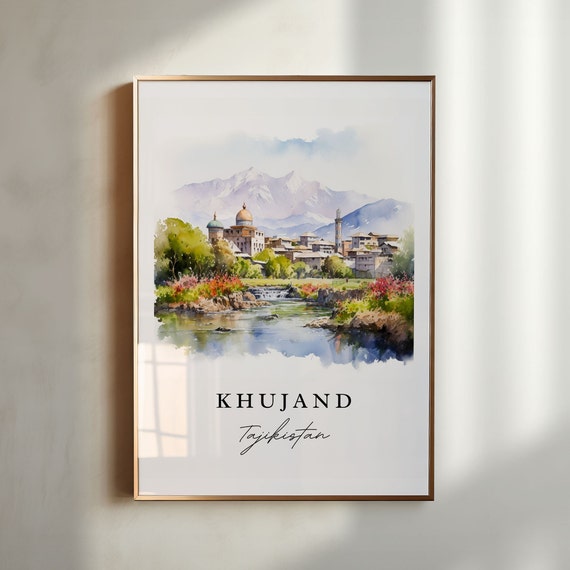 Khujand Tajikistan Wall Art Print Wedding Gift Birthday Present Custom Text Perfect