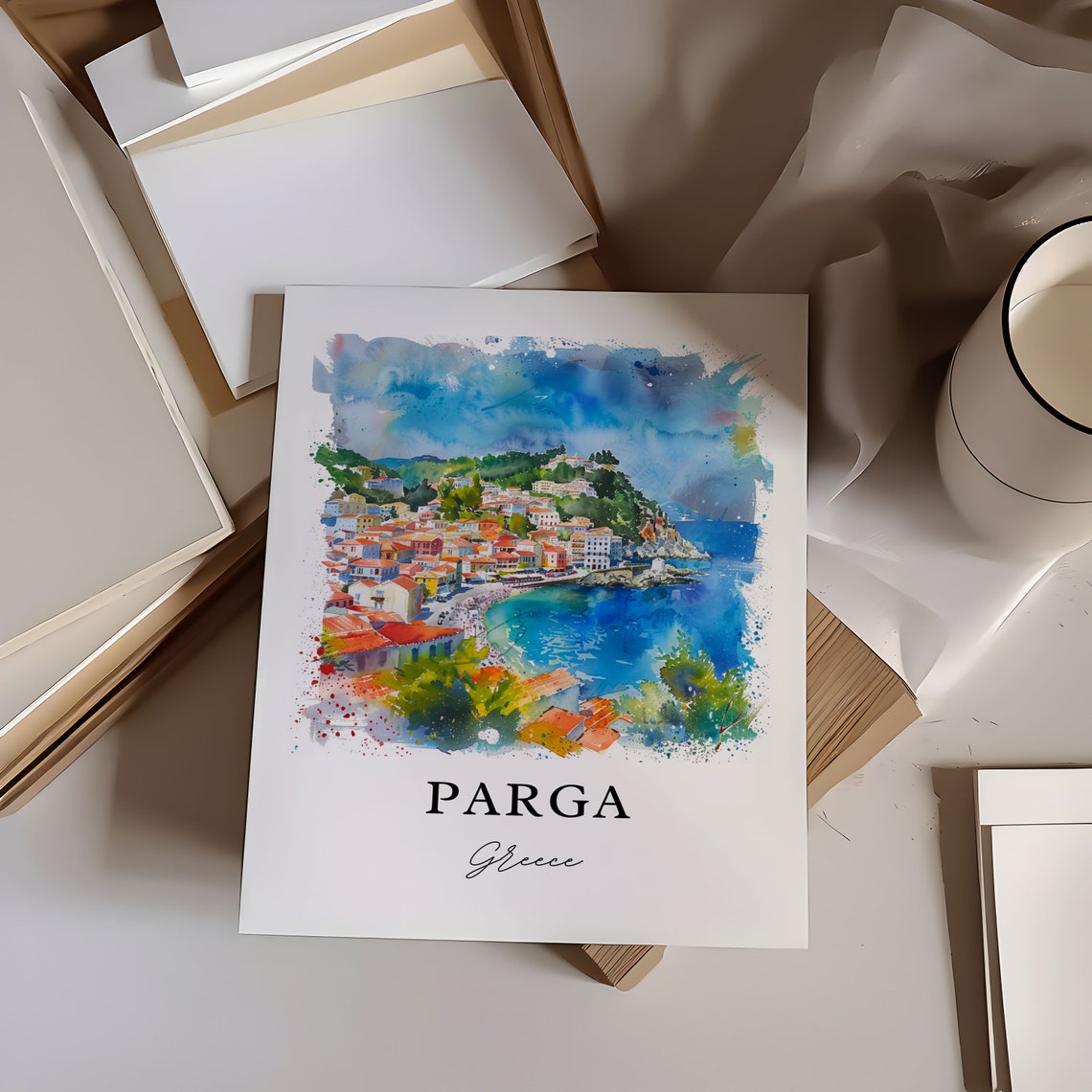 Parga Greece Watercolor Travel Poster, Epirus - Image 6