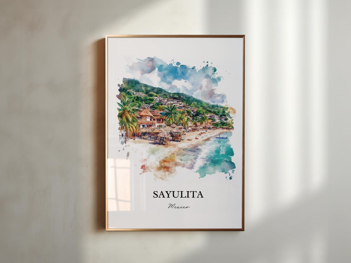 Sayulita Watercolor Travel Poster, Mexico Print - Image 4
