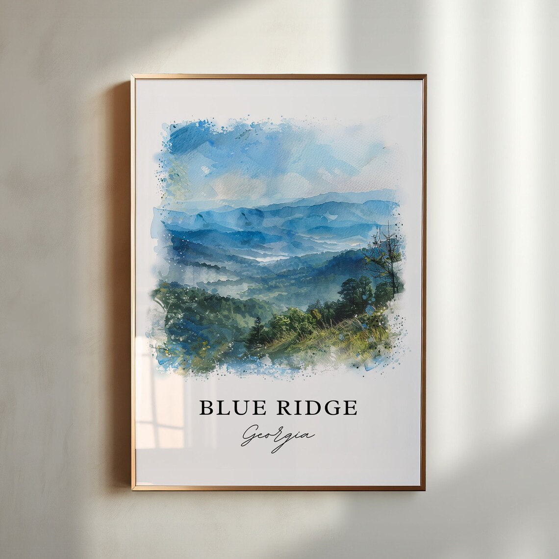 Blue Ridge Georgia Watercolor Travel Poster