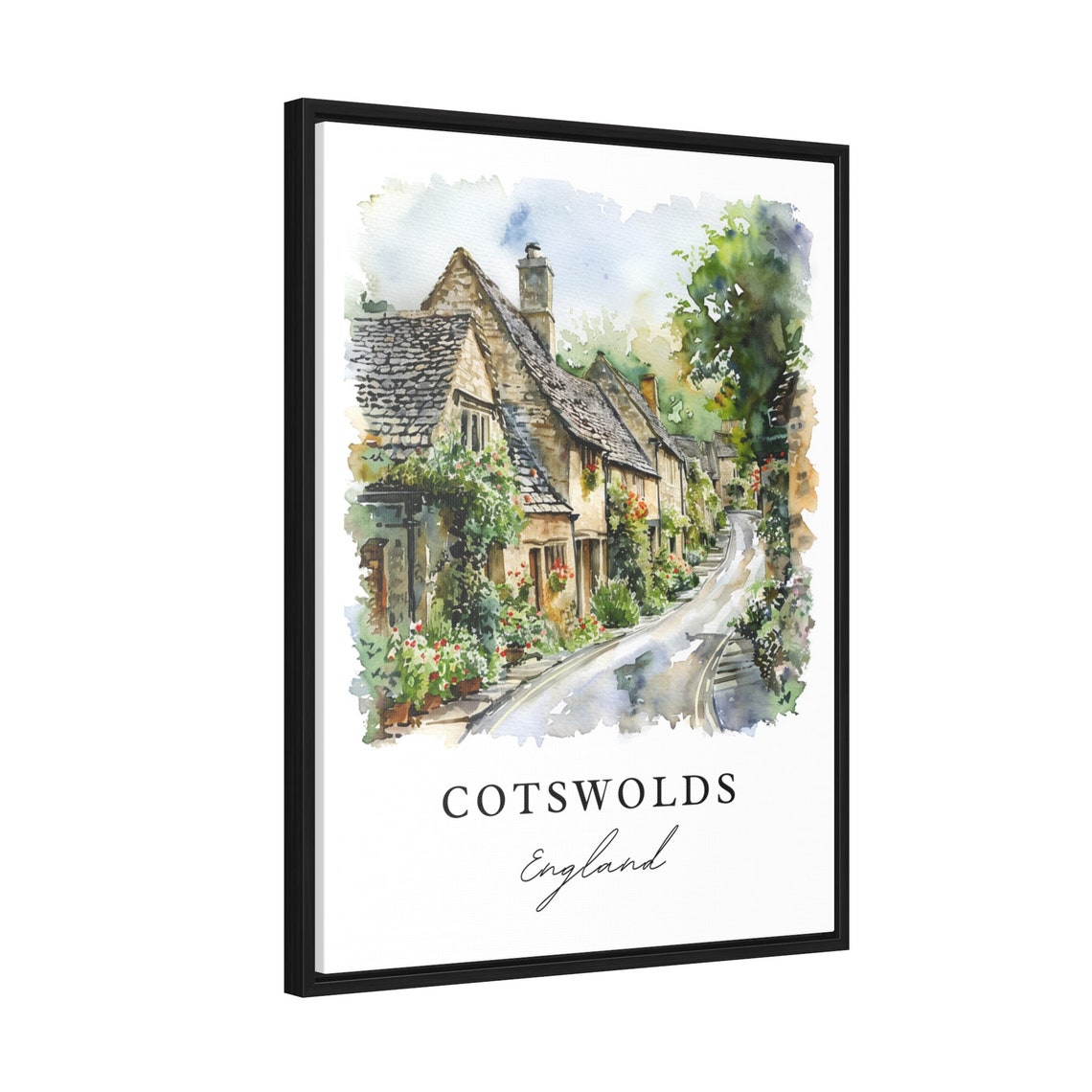 Cotswolds England Watercolor Travel Poster, Art Print - Image 2