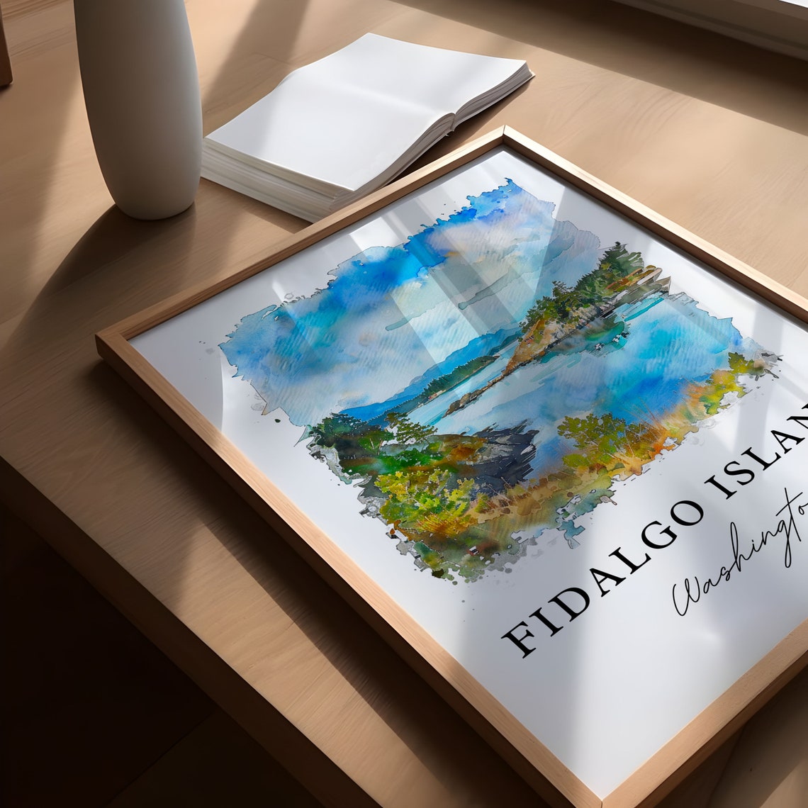 Fidalgo Island Washington Coastal Inlet Watercolor Nature Poster - Image 5