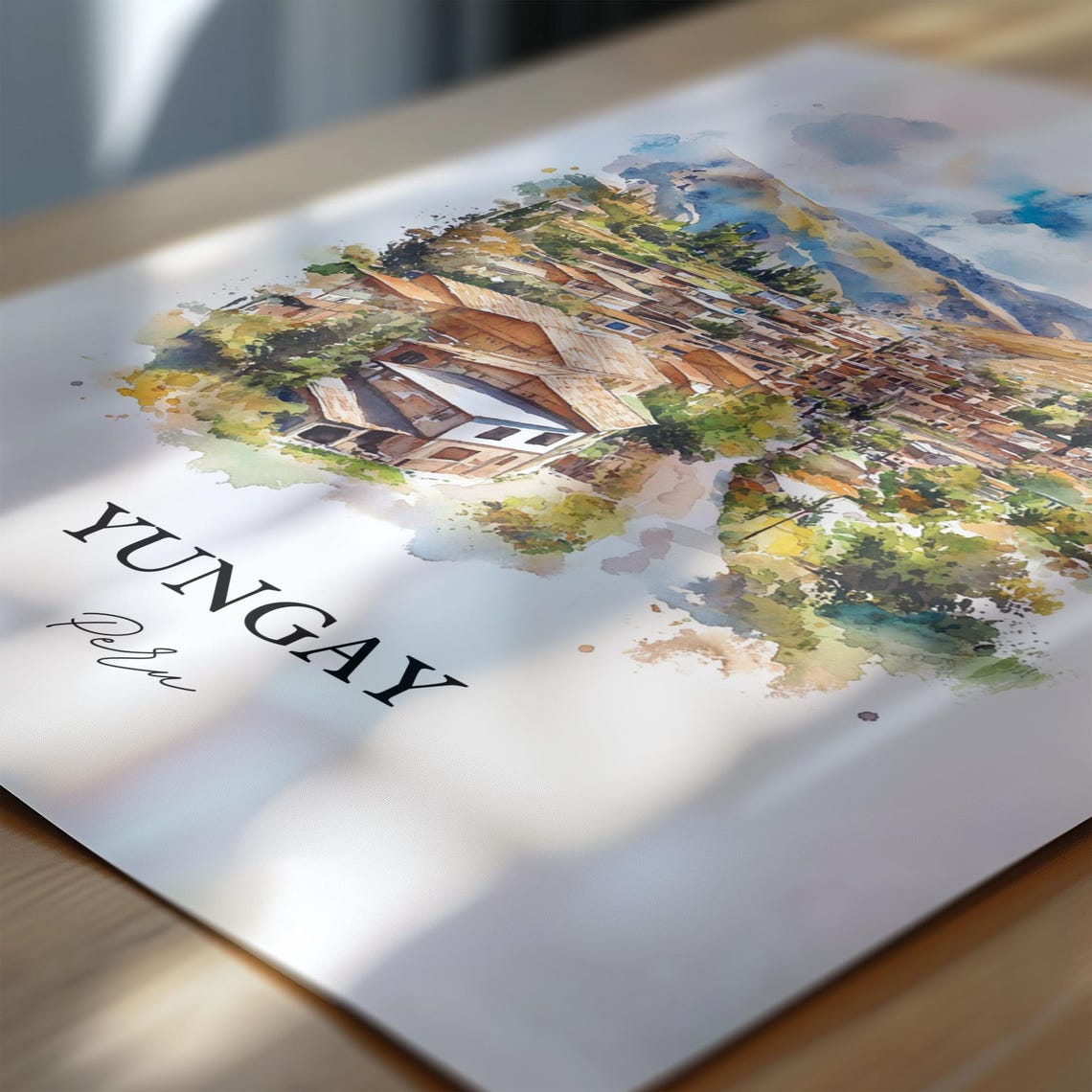 Yungay Wall Art Ancash Region Peru Print Watercolor Gift Travel Poster Housewarming - Image 6