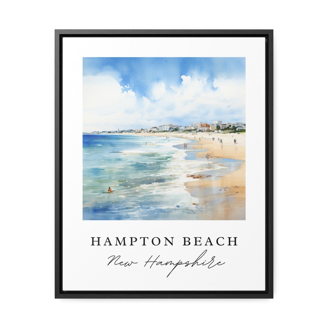 Hampton Beach New Hampshire Ocean Shoreline Surf Watercolor Poster