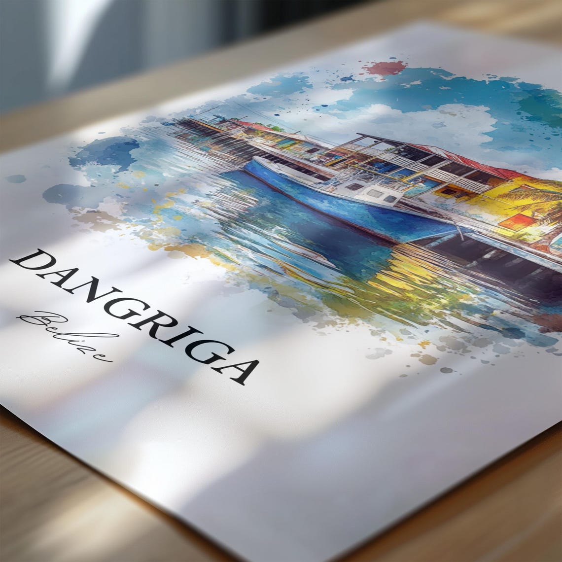 Dangriga Wall Art Belize Print Watercolor Gift Travel Poster Housewarming - Image 6